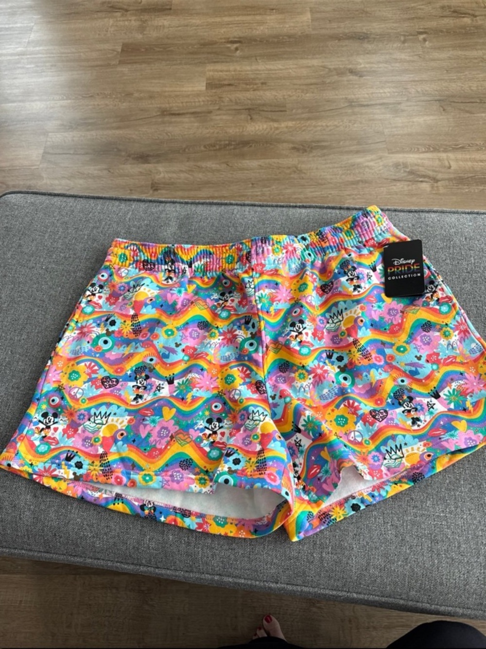 Disney Women's Athletic Shorts - Multicolor Rainbow Character Print